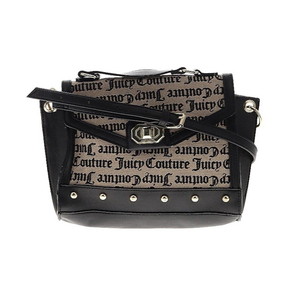 Juicy Couture Beige Black The Day Satchel Monogram Crossbody Bag‎ Purse Womens